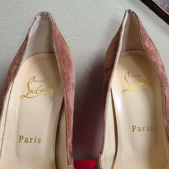 Christian Louboutin Brown Suede Platform Heels 38 1/2 - Picture 6 of 15